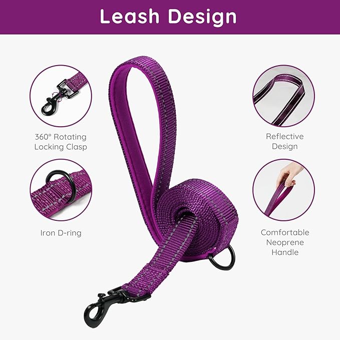 BELLA & PAL Step in Vest Harness for Small and Medium Dogs, No Pull Small Dog Harness with Leash Set, Comfortable Air Mesh Dog Vest Harness with Reflective Strip (Grape Purple, XS)