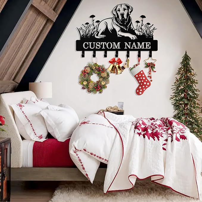 Personalized Key Holder Wall Mount, Custom Dog Metal Keys Holder for Wall with Name, Wall Key Hanger Rack with Hooks for Entryway, Front Door, Living Room, Kitchen, Bathroom, Garden