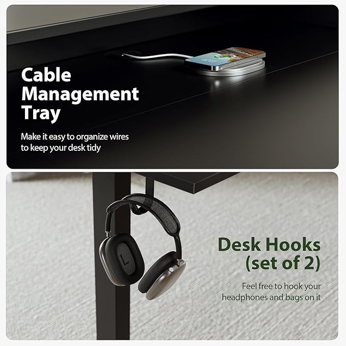 Agilestic 53x 24 Inches Height Adjustable Electric Standing Desk with 2 Drawers, Stand Up Electric Desk Adjustable Height, Sit Stand Computer Gaming Table with Splice Board, Black