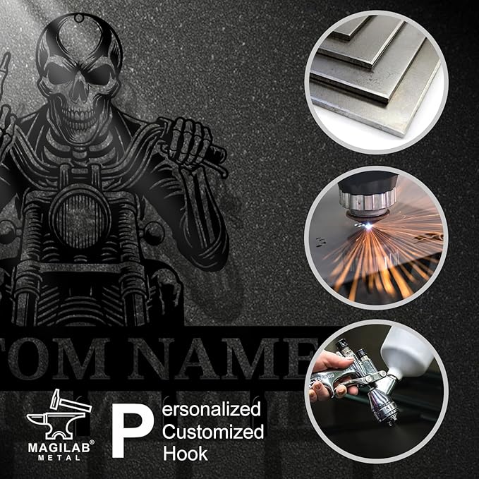 Personalized Custom Name Motorcycle Keys Hooks,Metal Motorcycle Art Clothes Keys Hooks,Metal Motorcycle Lover Wall Home Storage Decorative Keys Hooks,Key Holder Hooks for Wall (Style I)