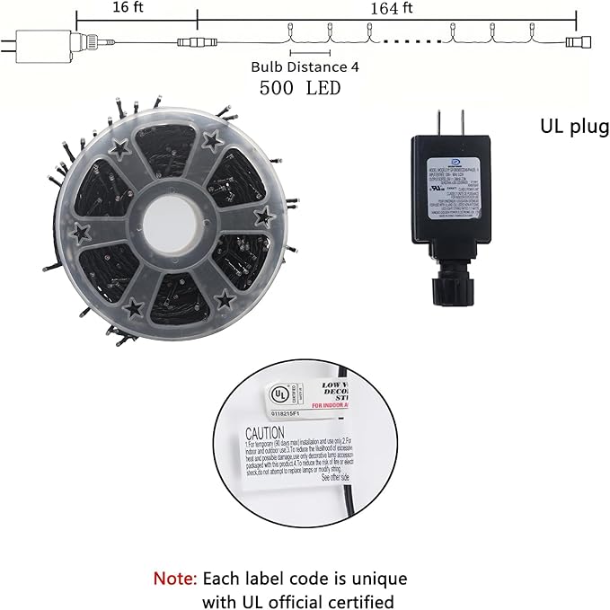 Kwaiffeo Red White and Blue Lights: 164FT 500LED 8 Modes String Lights for 4th of July Decorations Outdoor - Patriotic Light for Independence National Memorial Day Decor, UL Plug