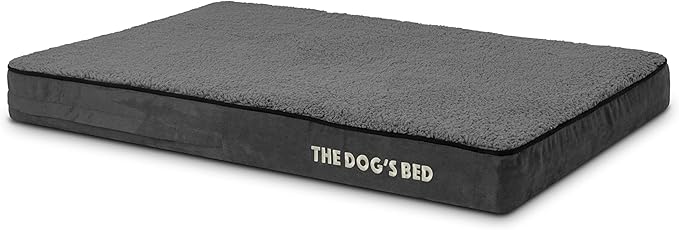 The Dog’s Bed Orthopedic Memory Foam Dog Bed, Large Grey Plush 40x25x4, Pain Relief for Arthritis, Hip & Elbow Dysplasia, Post Surgery, Lameness, Supportive, Calming, Waterproof Washable Cover