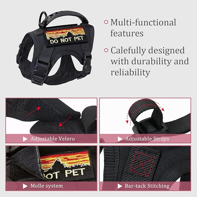 Tactical Cat Harness for Walking Escape Proof,Adjustable Pet Vest Harness,Soft Mesh Padding Large Cat,Small Dog with Quick-Release Buckle and Rubber Handle