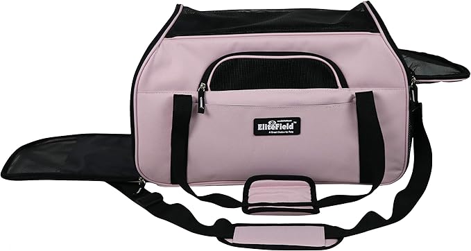 EliteField Soft Sided Pet Carrier (3 Year Warranty, Airline Approved), Multiple Sizes and Colors Available (Large: 19" L x 10" W x 13" H, Pink)