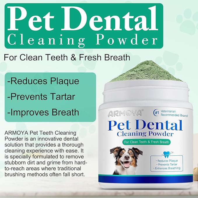 Dog Dental Powder - Teeth Cleaning Powder for Dogs - Dental Powder for Dogs - Dog Dental Care - Plaque & Bad Breath Off Powder Dog - Dental Care Supplies for Small - Medium - Large Dogs