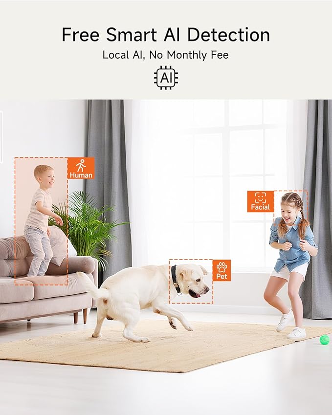 Indoor Camera, 3K Security Camera with 64GB Card, Dog/Cat/Pet Camera, 5G 2.4G Wi-Fi, Human/Pet/Facial AI Detection, 360 Pan Tilt Auto Tracking, 5MP Night Vision, Privacy Mode, Two-Way Audio