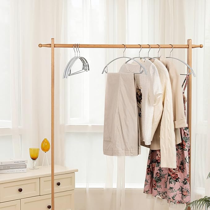 Nature Smile Non Slip PVC Coating Sweater Hangers,Dress Suit Coat Hangers,Shoulder Bump Free Golf T Shirts Clothes Hangers (Silvery Grey Color 10 Pack)