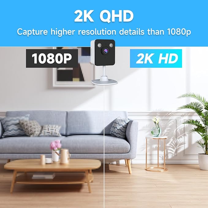 2K Cameras for Home Security Indoor, 2.4 & 5Ghz WiFi Baby/Pet Camera with Phone App, Night Vision, Motion Detection, Two-Way Audio, Smartphone Control Inside Cameras for House