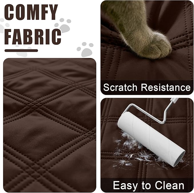 Smiry Waterproof Dog Bed Cover Blanket 52x82, Soft Reversible Pet Blanket, Washable Leakproof Cats Dogs Couch Cover for Sofa, Couch, Furniture, Chocolate/Dark Grey