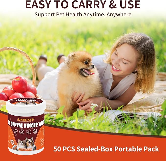 Dog Dental Wipes - Dental Finger Wipes for Cats & Dogs - Dog Toothbrush Finger Dental Wipes to Remove Plaque & Tartar,Effective Teeth Cleaner (Large)