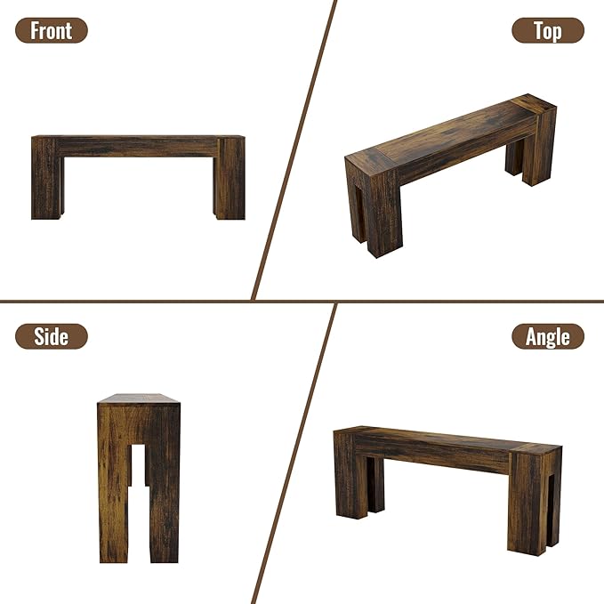 Extra Long Sofa Console Table for Entryway Living Room, 79-Inch Farmhouse Wood Behind Couch Table, Rectangular Accent Console with Wooden Double Base for Hallway Foyer Entrance, Rustic Brown