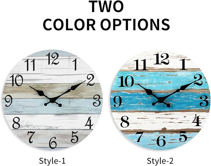 CHYLIN Wall Clock, 18 Inch Beach Wall Clocks Battery Operated, Coastal Ocean Themed Blue Clock Decor for Lake House, Home Clearance, Kitchen, Pool, Bathroom(18")