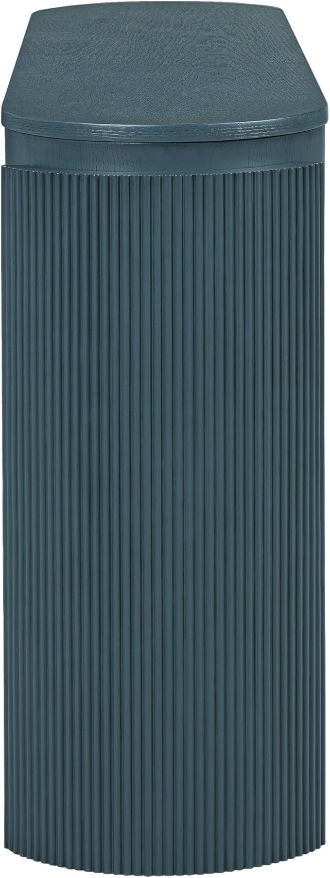 MTHOUSE 55.1" Entryway Narrow Console Table with Drawers, Oval Top & Fluted Legs, Natural Wood Grain Sofa Table for Hallway, Foyer, Behind Couch, Accent Table for Living Room, Solid Wood + MDF (Navy)