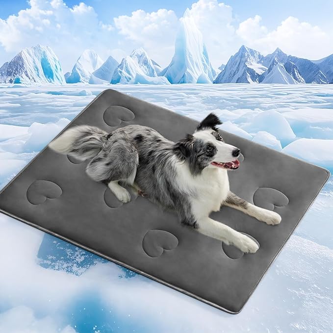 Cooling Blanket for Dogs, Lightweight & Durable Dog Cooling Mat, Q-MAX>0.45 Soft Breathable Pets Comforter for Couch, Bed & Car Essential - Dark Grey 40x50 Inches