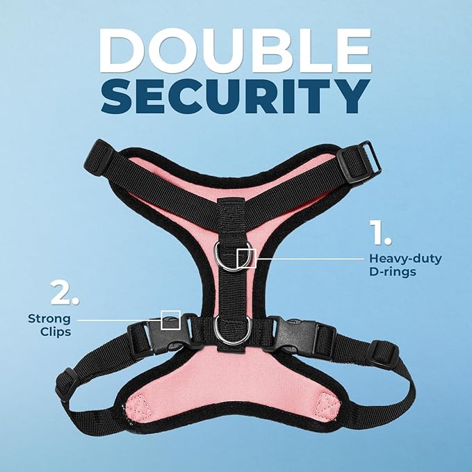 Voyager Step-in Pet Harness - All Weather Mesh, Adjustable Step in Harness for Cats and Dogs by Best Pet Supplies - Pink/Black Trim, XL