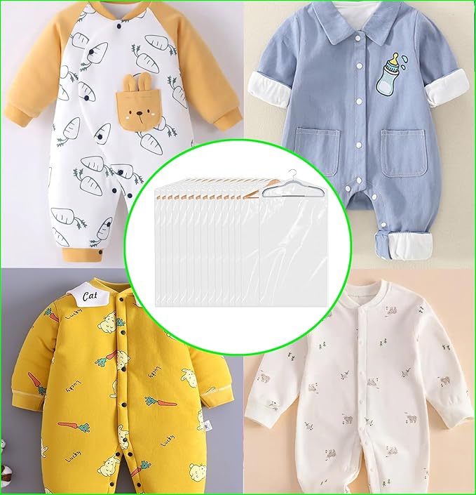 20 Pack (18x 28In) Plastic Clear Clothes Covers,For children's clothes,Dry Cleaners Bags Hanging Clothing Covers Clear Garment Bags Hanging Dust-proof Clothing Protector Covers.