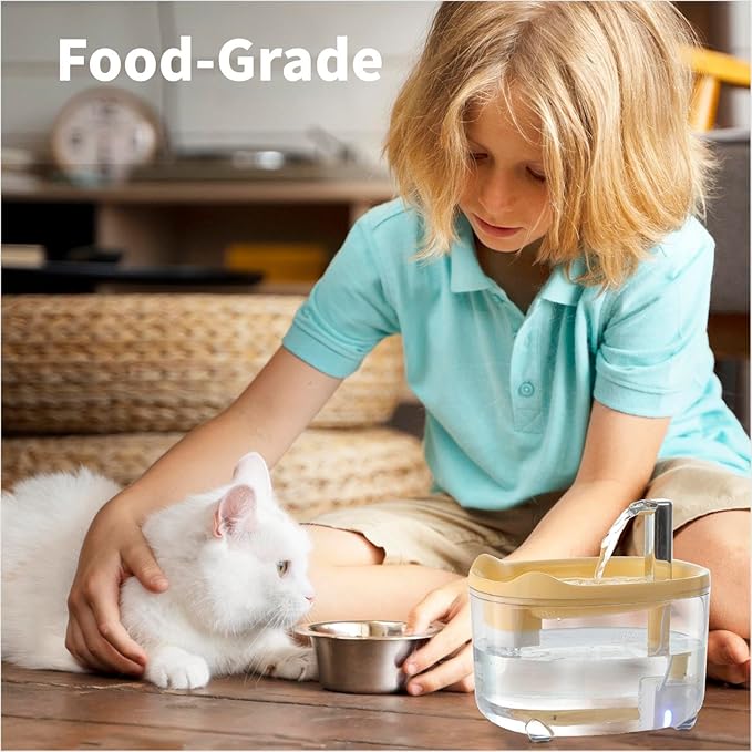 Cat Water Fountain, Premium 50oz Pet Fountain for Cats Dogs Kitten, Automatic Pet Water Dispenser with Silent Pump, Water Level Visibility