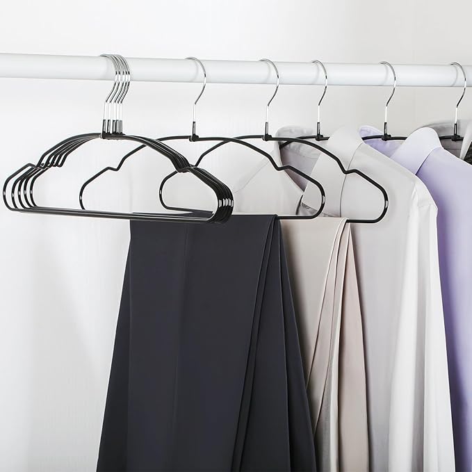 TOPIA HANGER Metal Hangers 30 Pack, Non Slip Clothes Hangers Space Saving, Heavy Duty Rubber Coated Wire Hanger for Coat, Shirt, Dress, Pants-Black, CT12H30