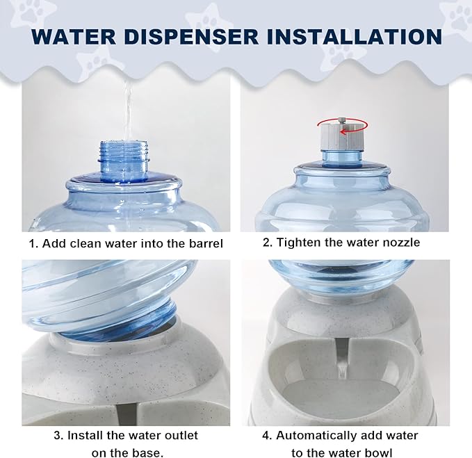 Water Dispenser for Large Dogs and Cats, 3 Gallon Large Capacity Gravity Automatic Water Feeder, Indoor Outdoor Dog Drinking Fountain, No Filter, Dog Water Bowl for Multiple Pets, BPA Free