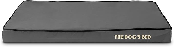 The Dog’s Bed Orthopedic Memory Foam Dog Bed, Medium Grey & Black 34x22, Waterproof, Supportive Dog Bed with Replaceable Covers, Veterinary Approved