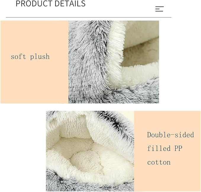 YUDANSI Small Dog Bed Hooded, Cat Cave Bed for Indoor Cats with Covered Hood for Small Dogs Cats Puppy, Plush Faux Fur Enclosed Nest(Gray-26'')