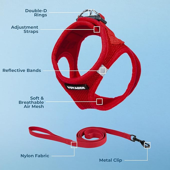 Voyager Step-in Pet Harness - All Weather Mesh, Adjustable Step in Harness for Cats and Dogs by Best Pet Supplies - 307S Red, M