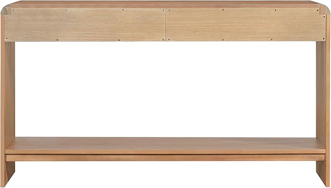 Christopher Knight Home Tida Vintage Narrow Console Table with Drawers, Solid Wood Entryway Table with Open Storage Shelf, Behind The Couch Long Sofa Table for Living Room, Natural