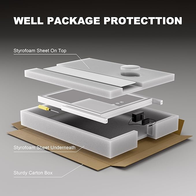 Hasipu Vanity Mirror with Lights, 12" x 14" LED Makeup Mirror, Light up Mirror with Smart Touch 3 Color Modes and Brightness Adjustment, 10X Magnifying Glass,360° Rotation