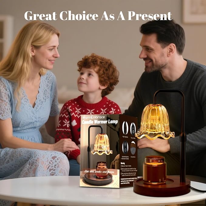 WarmEmbrace Candle Warmer Lamp with Timer Dimmer, Electric Candles Warmer Lamps for New Home Room Decor, Birthday Gifts for Women, Height-Adjustable Wax Melting Warmer Lamp for Jar Scented Candles