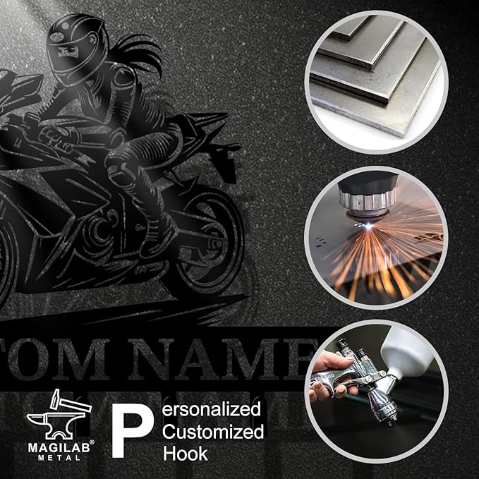 Personalized Custom Name Motorcycle Keys Hooks,Metal Motorcycle Art Clothes Keys Hooks,Metal Motorcycle Lover Wall Home Storage Decorative Keys Hooks,Key Holder Hooks for Wall (Style L)