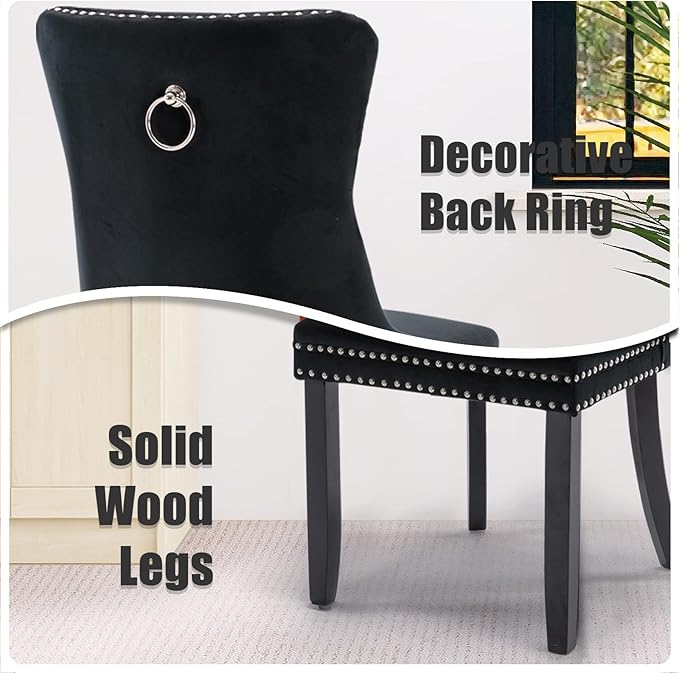 SoarFlash Kitchen Table and Chairs for 2, 24" Dining Table Set for 2 with Velvet Upholstered Chairs, 3 Piece Round Kitchen Table Set, Dining Room Table Set for Small Space, Apartment