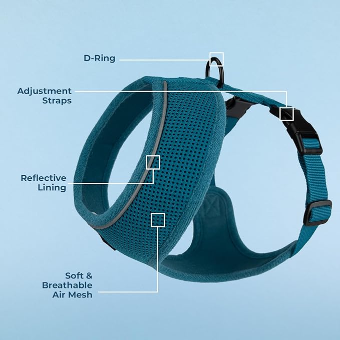 Best Pet Supplies Voyager Aerolite No Pull Mesh Dog Harness, Reflective Stitching, Breathable Harness, Adjustable for Walking, Training, Running, Heavy Duty and Durable, Turquoise, S