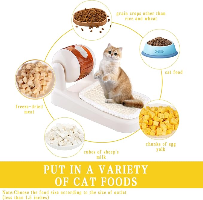 Cat Puzzle Feeder,Adjustable Difficulty Interactive Cat Food Treat Dispenser,Slow Feeder Dog Bowl Stimulate Brain Training Pet Treat Puzzle Toys with Anti-Slip Mat for Dog Small Animals (White)