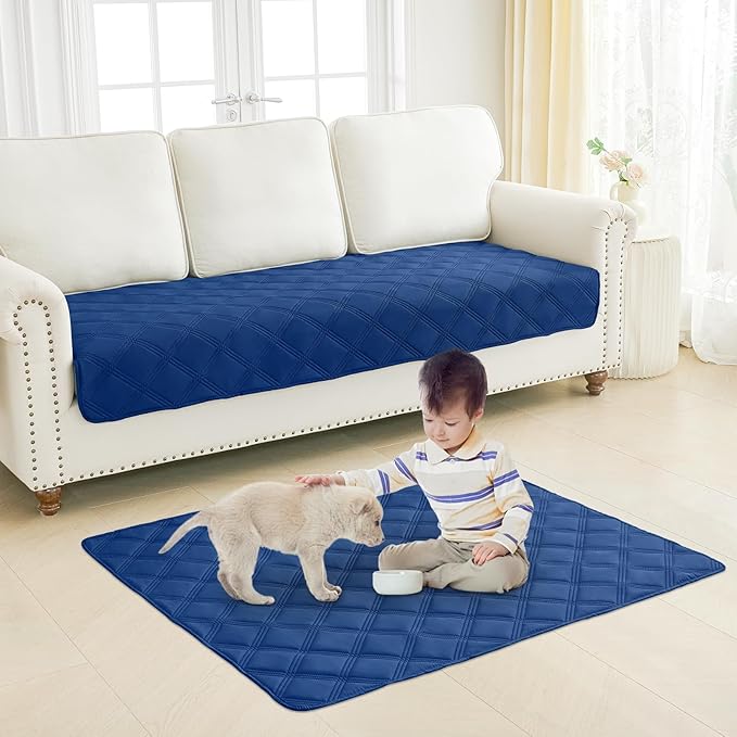 Smiry Waterproof Dog Bed Cover Blanket 30x70, Soft Reversible Pet Blanket, Washable Leakproof Cats Dogs Couch Cover for Sofa, Couch, Furniture, Navy/Blue