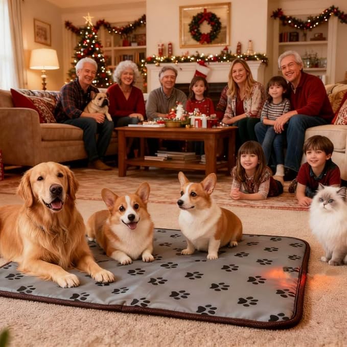 Puppy Heating Pad for Whelping New Born Dog Heated Bed,Heated Puppies Bed,Pet Heated Cat Bed,4 Auto Shut Off Timer,9 Level Heater Large 34x21 in