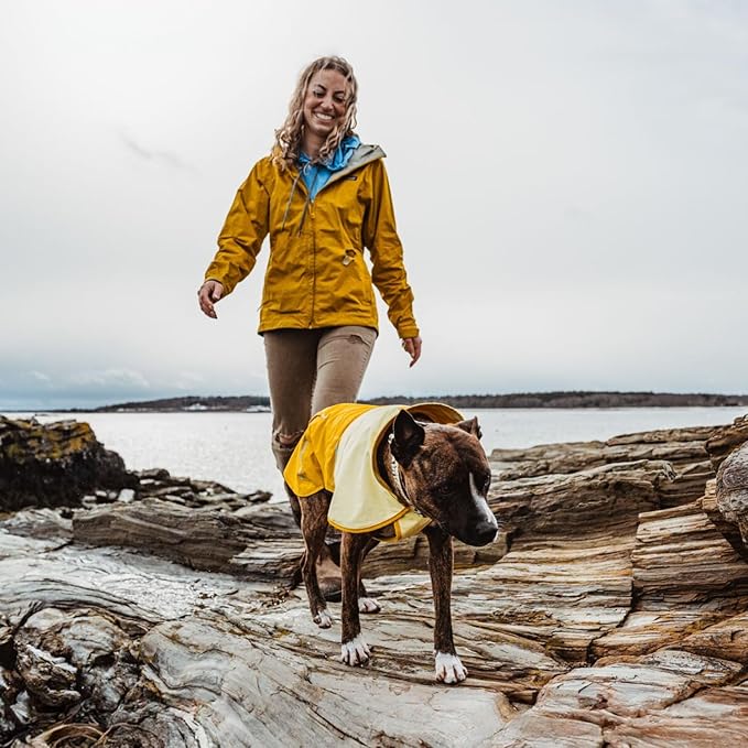 Ruffwear, Sun Shower Dog Raincoat, All-Weather Jacket, Waterproof, Windproof & Lightweight, Mineral Yellow, X-Large