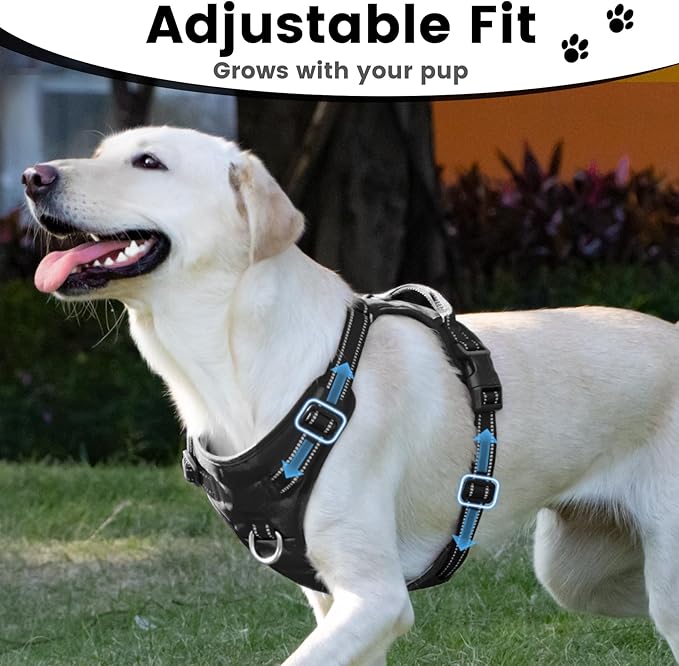 No Pull Dog Harness, Reflective Puppy Vest for Small Medium Large Sized Dog(Black,S)