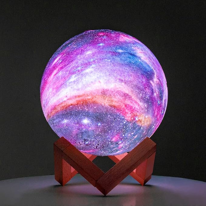 BRIGHTWORLD Moon Lamp Galaxy Lamp 5.9 inch 16 Colors LED 3D Moon Light, Remote & Touch Control Moon Night Light Christmas Gifts for Girls Boys Kids Women Birthday(Wooden Base)