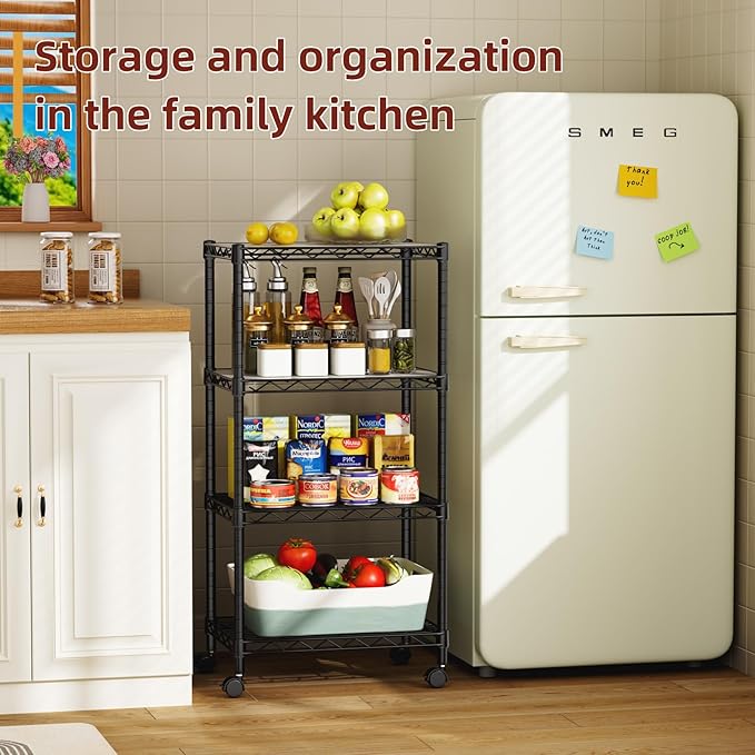 SINGAYE 4 Small Wire Shelves Kitchen Pantry Close Home Organizers and Storage Bathroom Shelf Laundry Room Organization Adjustable Book Metal Garage Shelving Unit