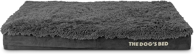The Dog’s Bed Orthopedic Memory Foam Dog Bed, Large Grey Faux Fur 40x25, Pain Relief for Arthritis, Hip & Elbow Dysplasia, Post Surgery, Lameness, Supportive, Calming, Waterproof Cover