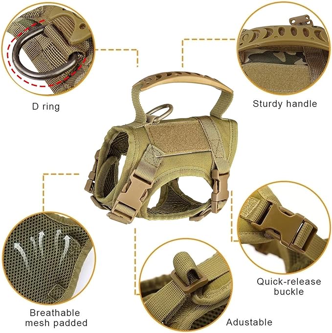 Tactical Cat Harness Escape Proof for Walking with Personalized Patches - Adjustable Harness for 8-20lbs Cat Escape Proof - Soft Vest for Large Kitty with Optional Leash (Red)