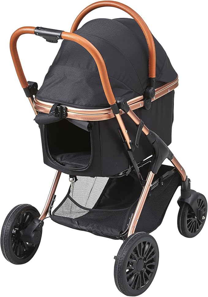 VEVOR Large Pet Stroller for Medium Large Dogs and Cats, Up to 66lbs, Detachable Carrier and Storage Basket