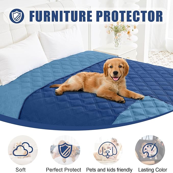 Smiry Waterproof Dog Bed Cover Blanket 30x53, Soft Reversible Pet Blanket, Washable Leakproof Cats Dogs Couch Cover for Sofa, Couch, Furniture, Navy/Blue