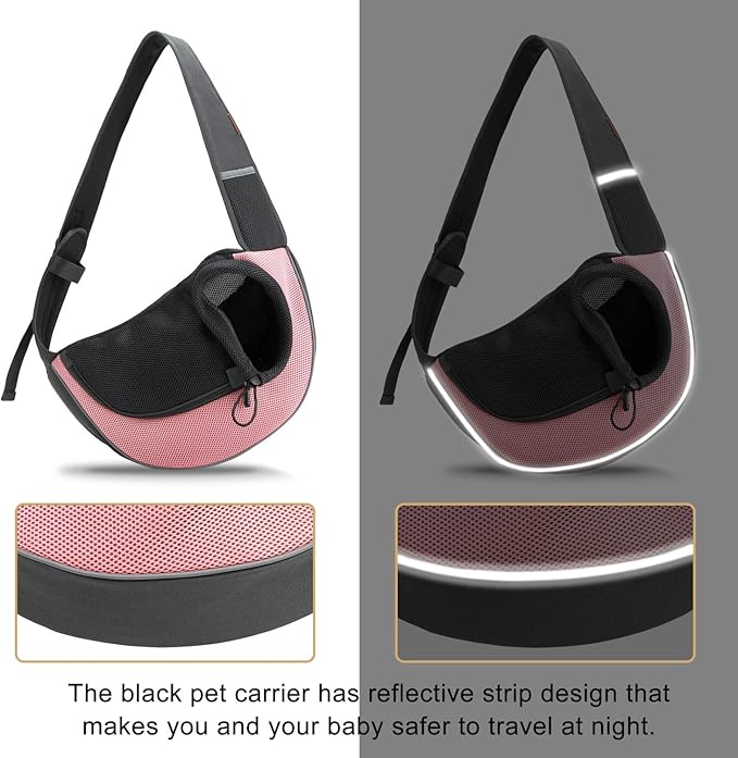 FDJASGY Pet Sling Carrier for Small Dogs Cats,Breathable Mesh Travelling Hand Free Puppy Backpack with Pouch and Adjustable Strap Carrier