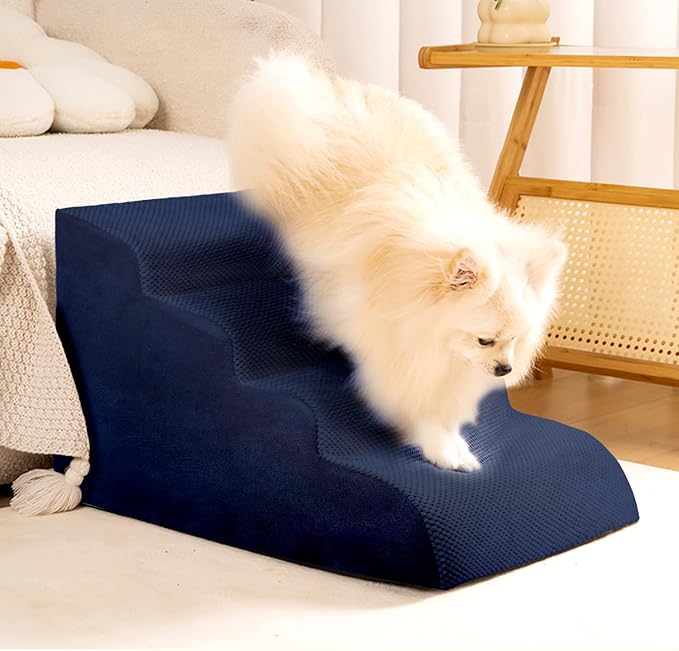 Dog Stairs for Small Dogs, High Density Foam Dog Steps, Extra Wide Non-Slip Pet Ramp for High Beds Or Couch, Soft Doggie Ladder for Dogs Injured, Older Pets, Small Cats
