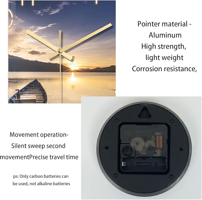Kitchen Wall Clocks Battery Operated 12 Inch Sunset Decorative Small Wall Clock Silent Analog Clock for Wall