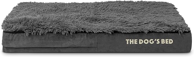 The Dog’s Bed Orthopedic Memory Foam Dog Bed, Medium Grey Fur, Pain Relief for Arthritis, Hip & Elbow Dysplasia, Post Surgery, Lameness, Supportive, Calming, Waterproof Washable Cover