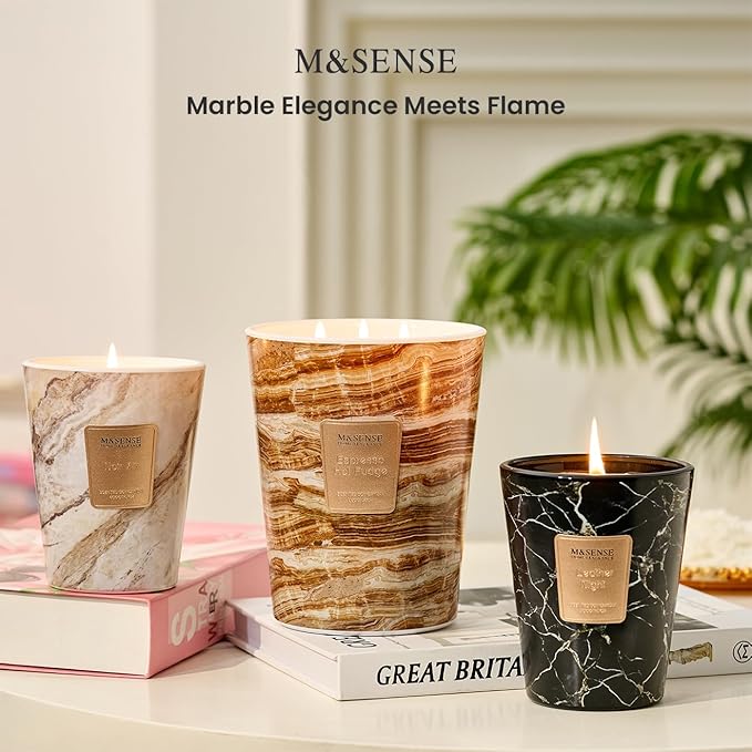 M&SENSE Extra Large Candle 35oz 150H OudWood Scented Candle, 3 Wick Highly Scented Jar Candle, XL Candles Gift for Women and Men