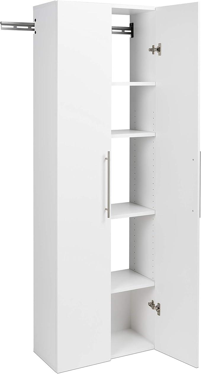 Prepac HangUps 24" Large Garage Cabinet, Bathroom Cabinet Wall Mount, Ideal for Garage, Kitchen and Laundry Organization 24" W x 72" H x 12" D, White