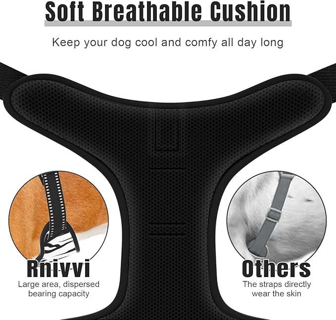 Rnivvi No Pull Dog Harness, Cute Reflective X-Large Sized Puppy Harness, Adjustable Soft Padded Vest for Large Dogs, Heavy Duty Pet Vest with Easy Control Handle for Walking Training, Zebra Print